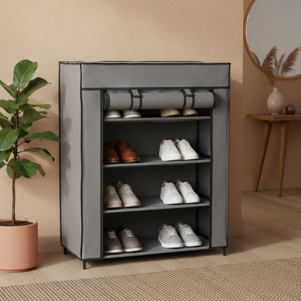 Zapatera De Tela Con Estantes 55x55x27cm Gris X