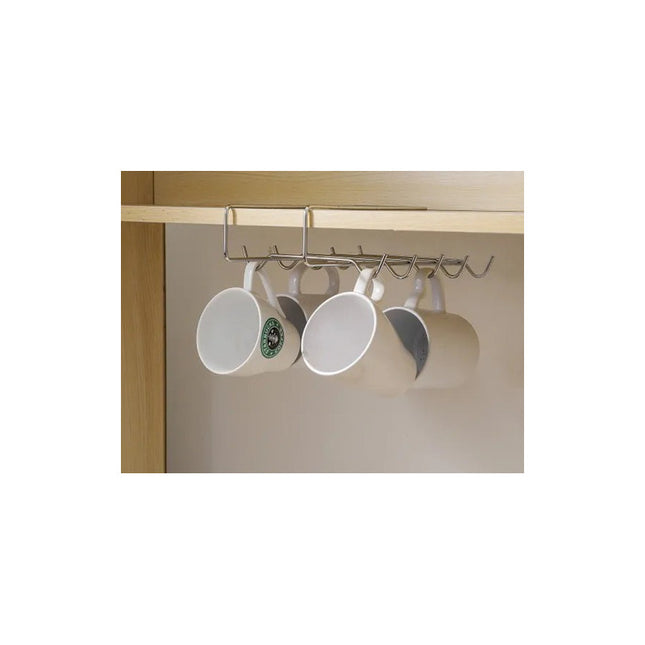 Exhibidor Organizador De Utensilios Tazas De Café 10 Ganchos Plateado