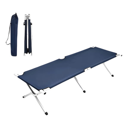 Catre De Aluminio Plegable Azul Oscuro 181x62x43cm Azul Oscuro