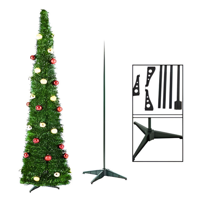 Arbol De Navidad Espiral Plegable Decorado 150cmccm00213 Verde