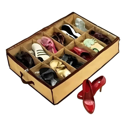 Zapatera Bajo Cama 12 Pares Zapatos Organizador  Marrón Claro