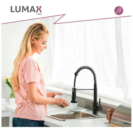 Canilla Monomando Lavaplatos Flexible Griferia Negro Negro