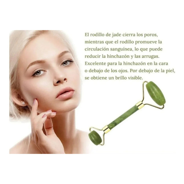 Rodillo Masajeador Facial Cara Anti Estress Arrugas Jade