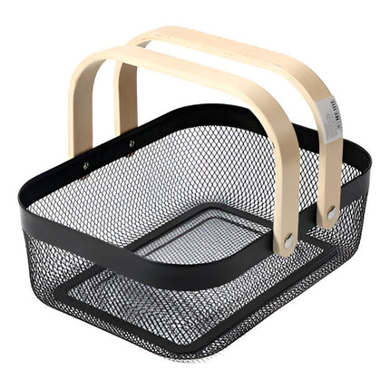 Canasto Metalico Con Asas De Madera 32 X 24 Cm Z