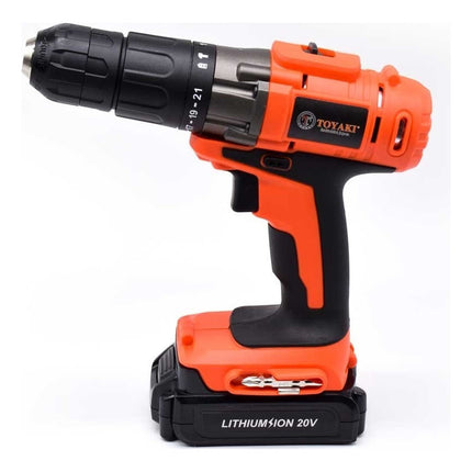 Taladro A Bateria 20v 13mm Toyaki Tk-861  Frecuencia 50 Naranja Oscuro