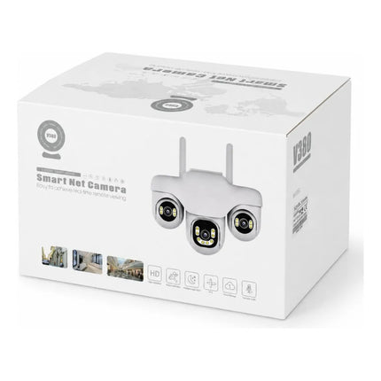 Cámara De Seguridad Wifi 3 Lentes V380 Blanco