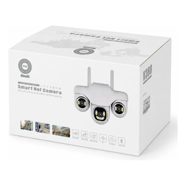 Cámara De Seguridad Wifi 3 Lentes V380 Blanco