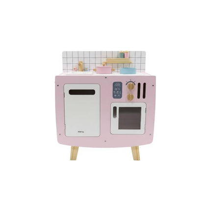 Cocina De Madera Con Accesorios 63x53x30.5cm. Juguete Rosado