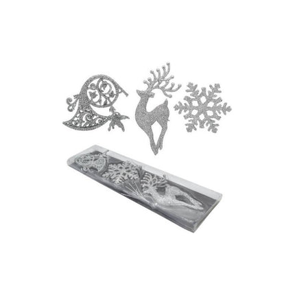 Adornos De Navidad Colgantes X7 Unidades Plateado