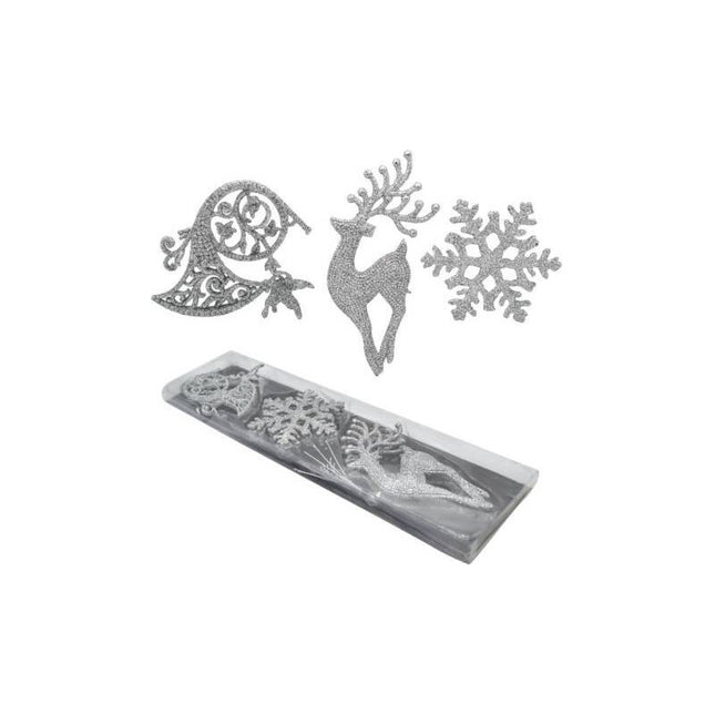 Adornos De Navidad Colgantes X7 Unidades Plateado