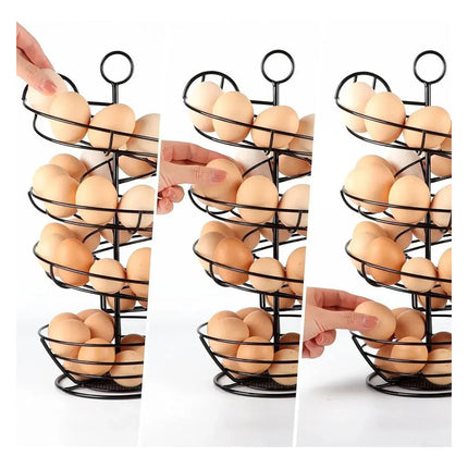 Huevera Soporte Metálico Organizador De Huevos En Espiral Negro