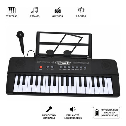 Teclado Órgano Infantil Electrónico Ty372741 Negro