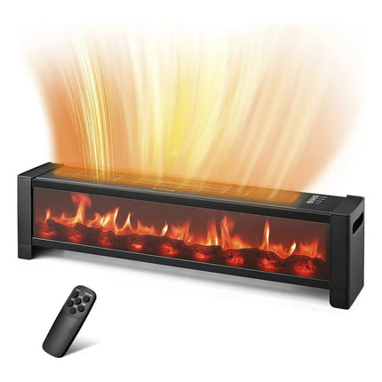 Calefactor Barra Efecto Fuego Con Control Remoto Negro