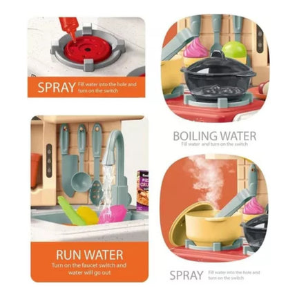 Cocina De Juguete  Con Luz Sonido Y Agua 77 Pcs - 80x46x30 X
