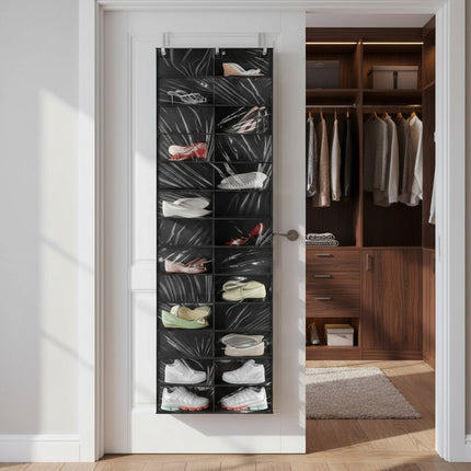 Zapatera Organizador Para Puerta  24 Pares En Tela Negro