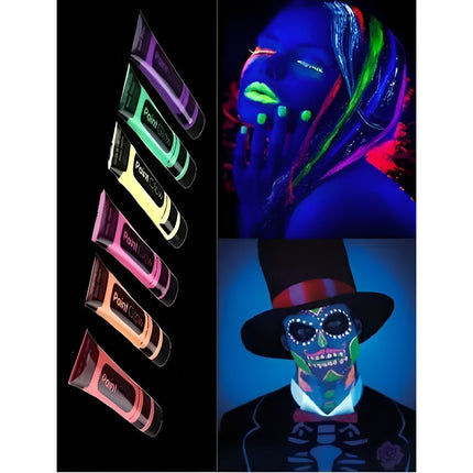 Pintura Maquillaje Neon Lavable Al Agua Para Fiestas