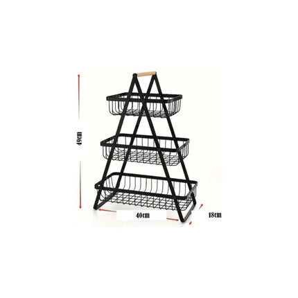 Organizador Para Cocina De Metal Frutero 3 Niveles Negro