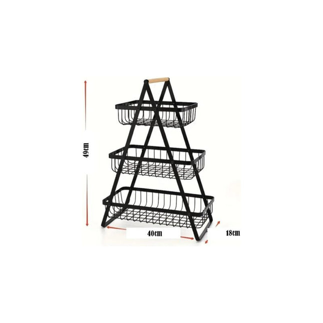 Organizador Para Cocina De Metal Frutero 3 Niveles Negro