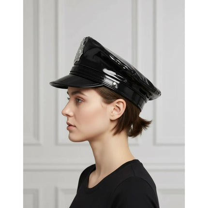 Sombrero De Policía Para Cotillón 25x14cm Cpt01353 Negro