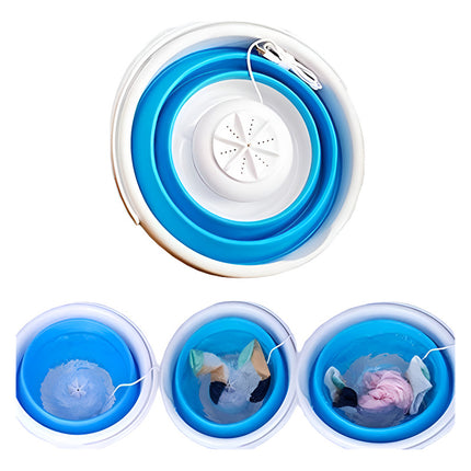 Mini Lavadora Portátil-lavarropas-usb- Plegable-ultrasónica Celeste