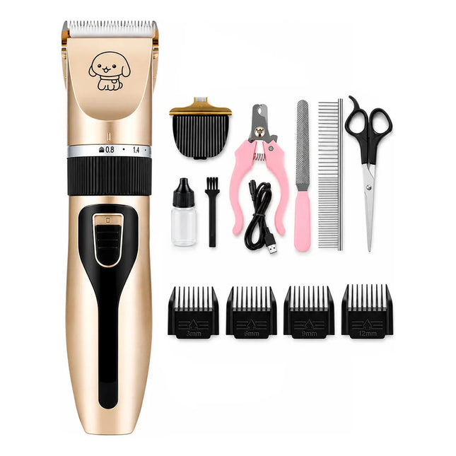 Corta Pelo Inalámbrica Para Mascota 4 Peines Dorada Beige
