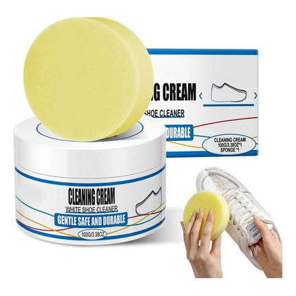 Crema Pomada Blanqueadora De Zapatos Limpieza Con Esponja