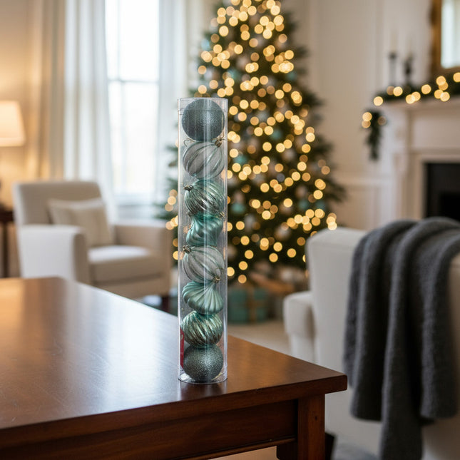 Set X9 Chirimbolos Para Arbol De Navidad  Grandes Verde Agua