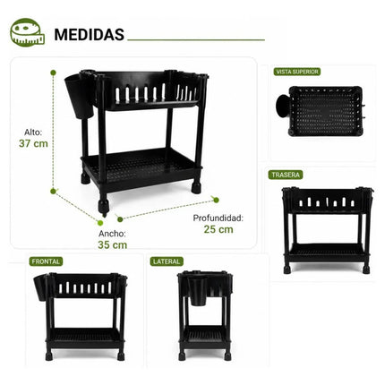Organizador Multiuso De Plástico Dos Niveles Chw03162/3 Negro