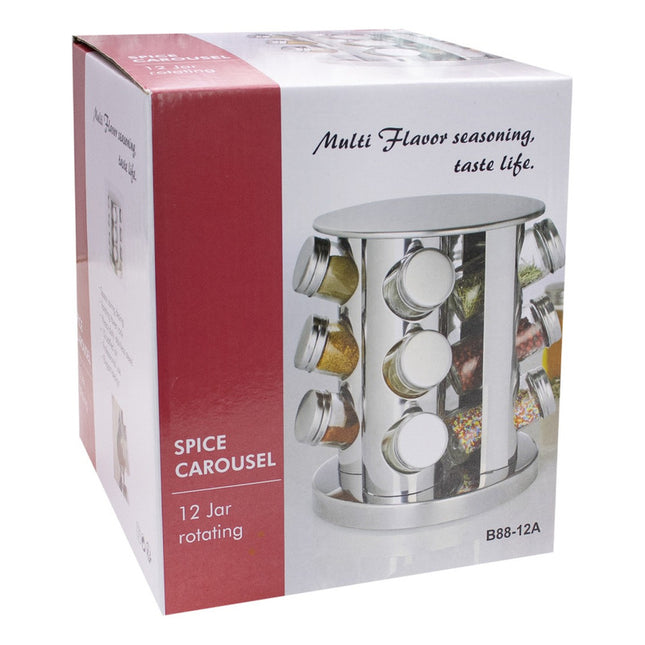 Especiero Giratorio 9 Frascos Vidrio Y Acero Inox.