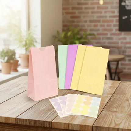 Bolsitas De Papel Pastel Con Stickers X50 Unidades Varios
