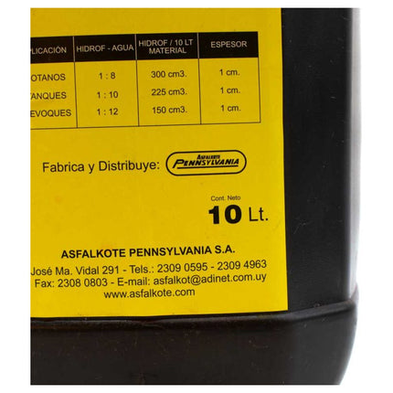 Hidrofugo Liquido 10 Litros Pennsylvania Bidon