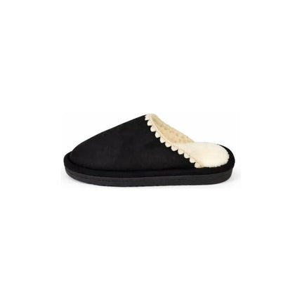 Pantuflas Forradas Negras  Cgs00735/6/7 Negro Pantufla Forrada Con Borde De Pelo Sintético 36
