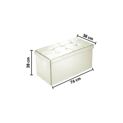 Baul Puff Asiento Banqueta Plegable Piecera Cama Living Beige
