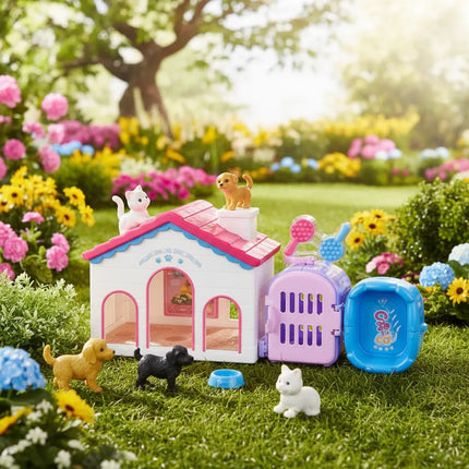 Mini Casa De Mascotas Con Accesorios Ty368132a Rosa