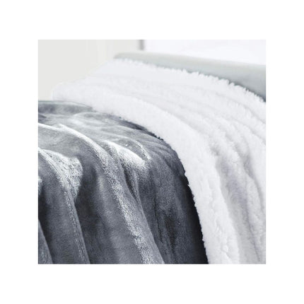 Manta Polar 2 Plazas Con Corderito 200cm X 230 Cm Calidad Liso 2050 G Gris Con Interior Blanco