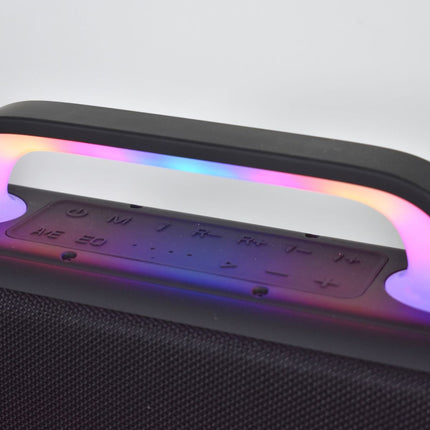 Parlante Bluetooth Karaoke Con Micrófonos Y Luces 12000mah. Negro
