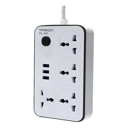 Adaptador Universal 3 Usb + 4 Conectores 220v.  Blanco Y Negro