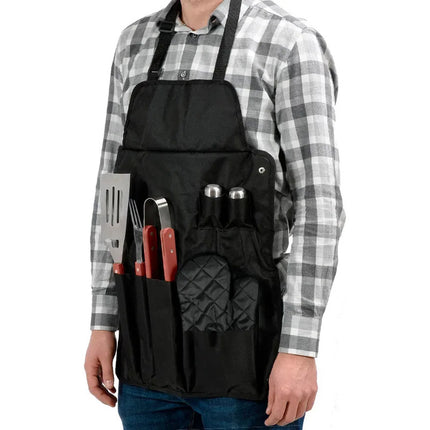Set Completo De Asador 7 Piezas Con Delantal Y Utensilios