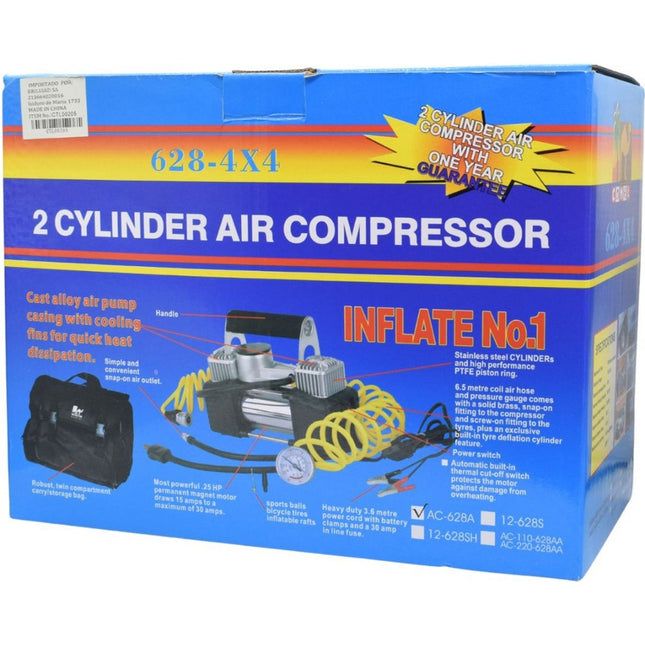 Compresor De Aire Portátil De 2 Cilindros 628-4x4 Gris