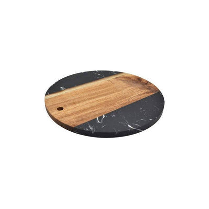 Tabla Combinada De Madera Y Mármol 25x1.2cm. Marol Y Madera Negro Y Madera