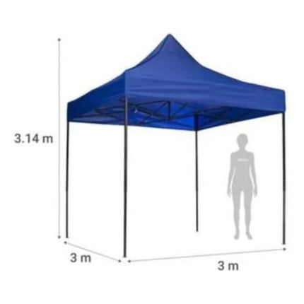 Gazebo Plegable 3x3 Reforzado E Impermeable Filtro Uv30 Azul