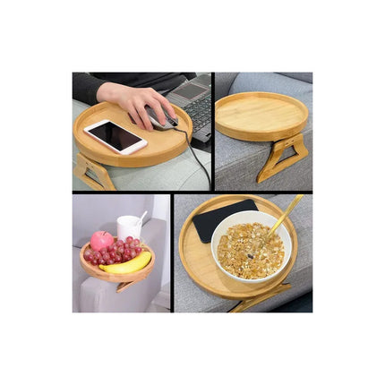 Bandeja Soporte Posa Vasos Para Sillón - Bambu - Plegable Marrón Claro