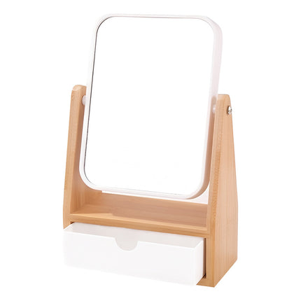 Espejo De Pie Rectangular Doble Faz Con Alhajero De Madera Marrón Marrón