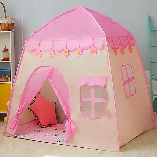Carpa Casita Para Niños Rosada + Luces Calidas Rosado