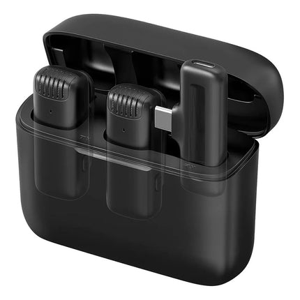Microfono X2 Solapero Base De Carga Usb-c + iPhone Negro Negro