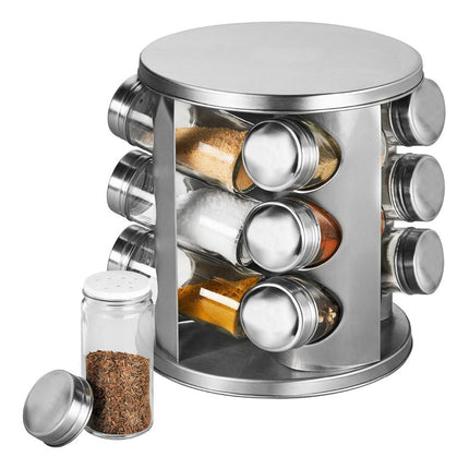 Especiero Giratorio 9 Frascos Vidrio Y Acero Inox.
