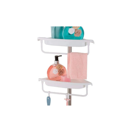 Esquinero Para Baño 4 Estantes + Toallero + Altura Ajustable