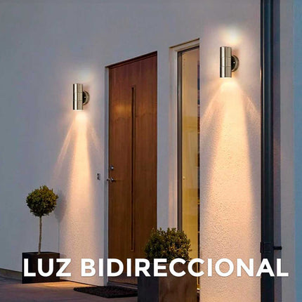 Foco Exterior 2 Luces Metal Pulidoestilo Moderno Plateado