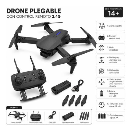 Drone Plegable E88 Con Cámara Hd Y Control Ty372704 Negro