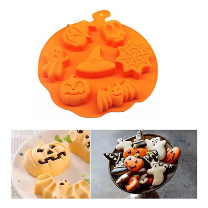 Molde De Silicona Diseños De Halloween Para Galletas Naranja